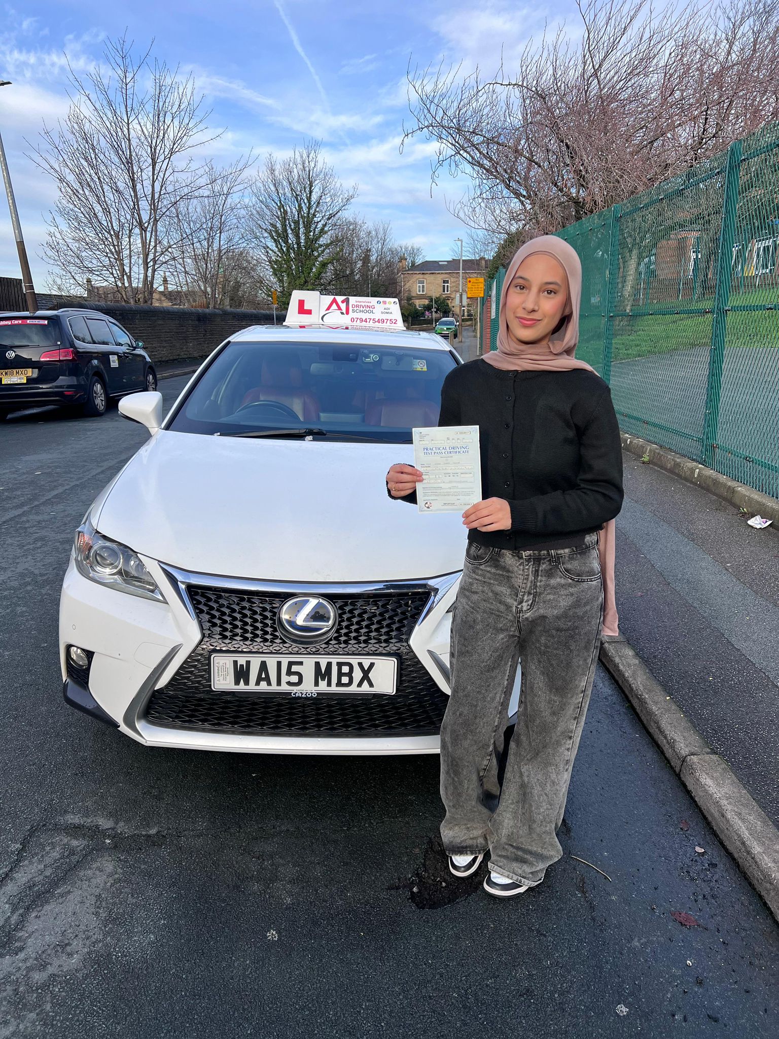 A1 Intensives student celebrating passing their UK driving test (success story 11)