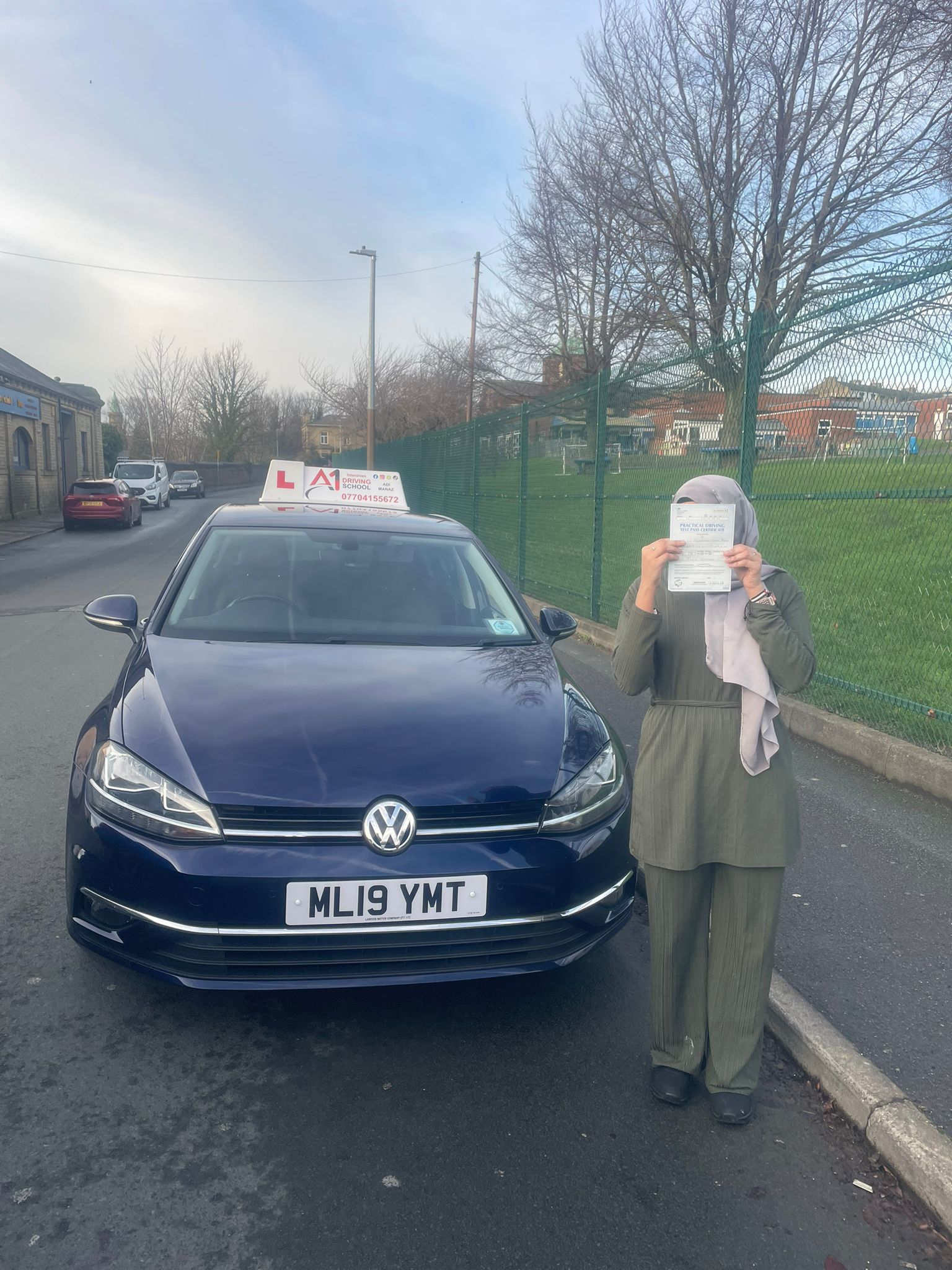 A1 Intensives student celebrating passing their UK driving test (success story 14)