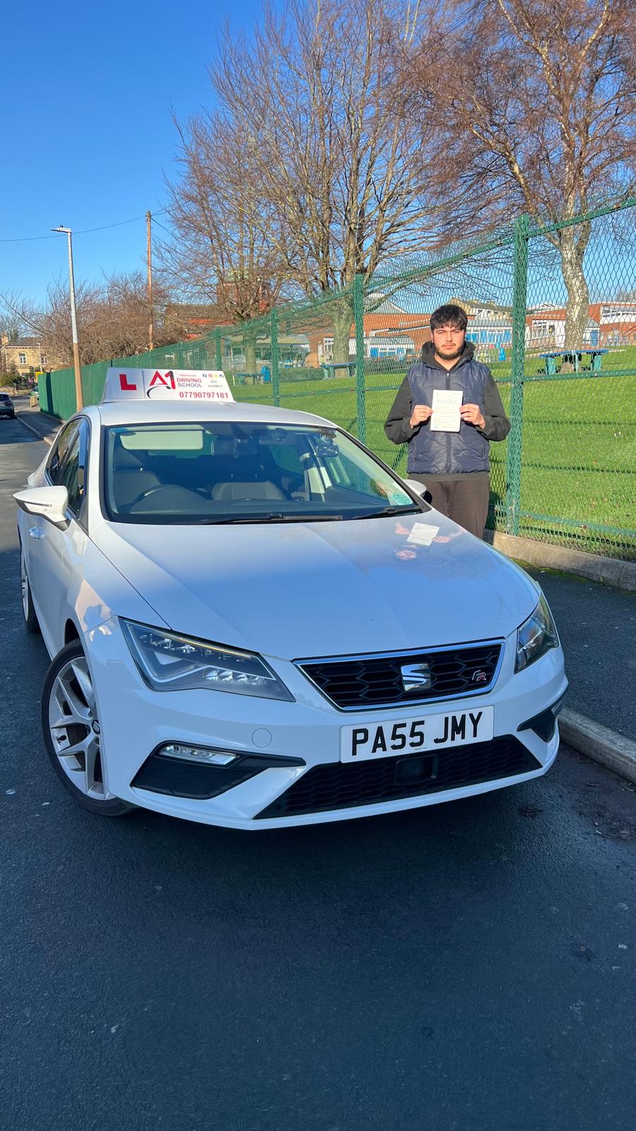 A1 Intensives student celebrating passing their UK driving test (success story 16)
