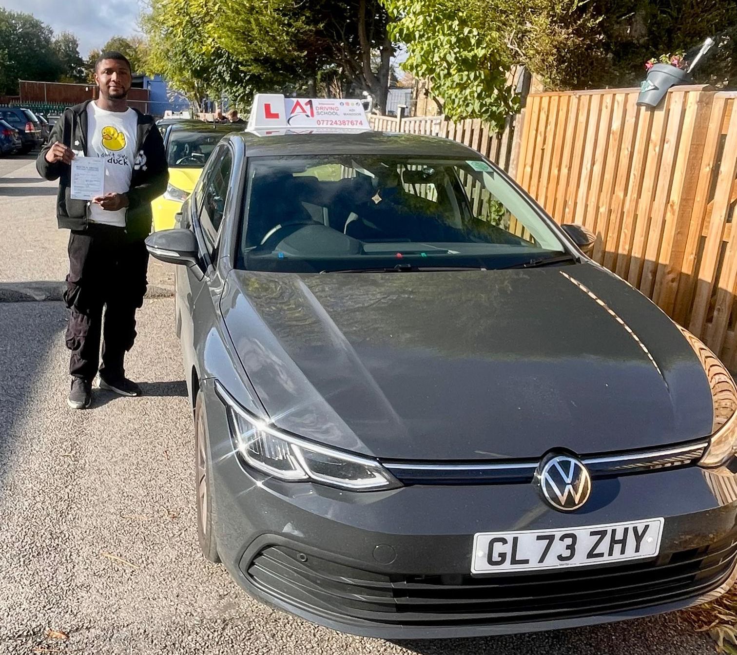 A1 Intensives student celebrating passing their UK driving test (success story 5)